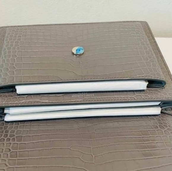 YSL SUNSET Medium Croc black Crossbody Brand New - Picture 8 of 12